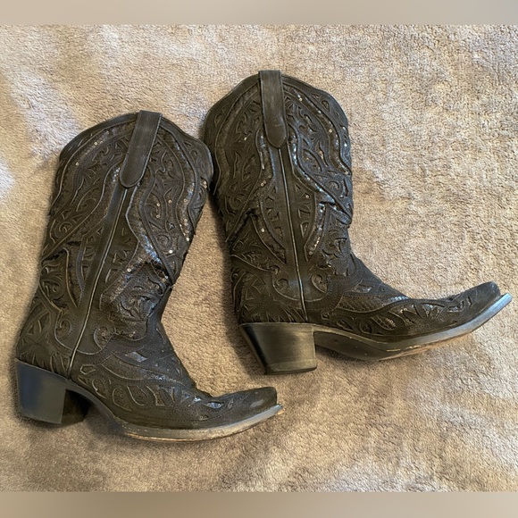 Bottes de cowboy femme J.B. Dillon marron cuir de chèvre couture taille